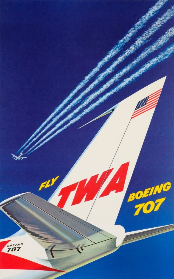 Fly TWA Boeing 707 vintage ad