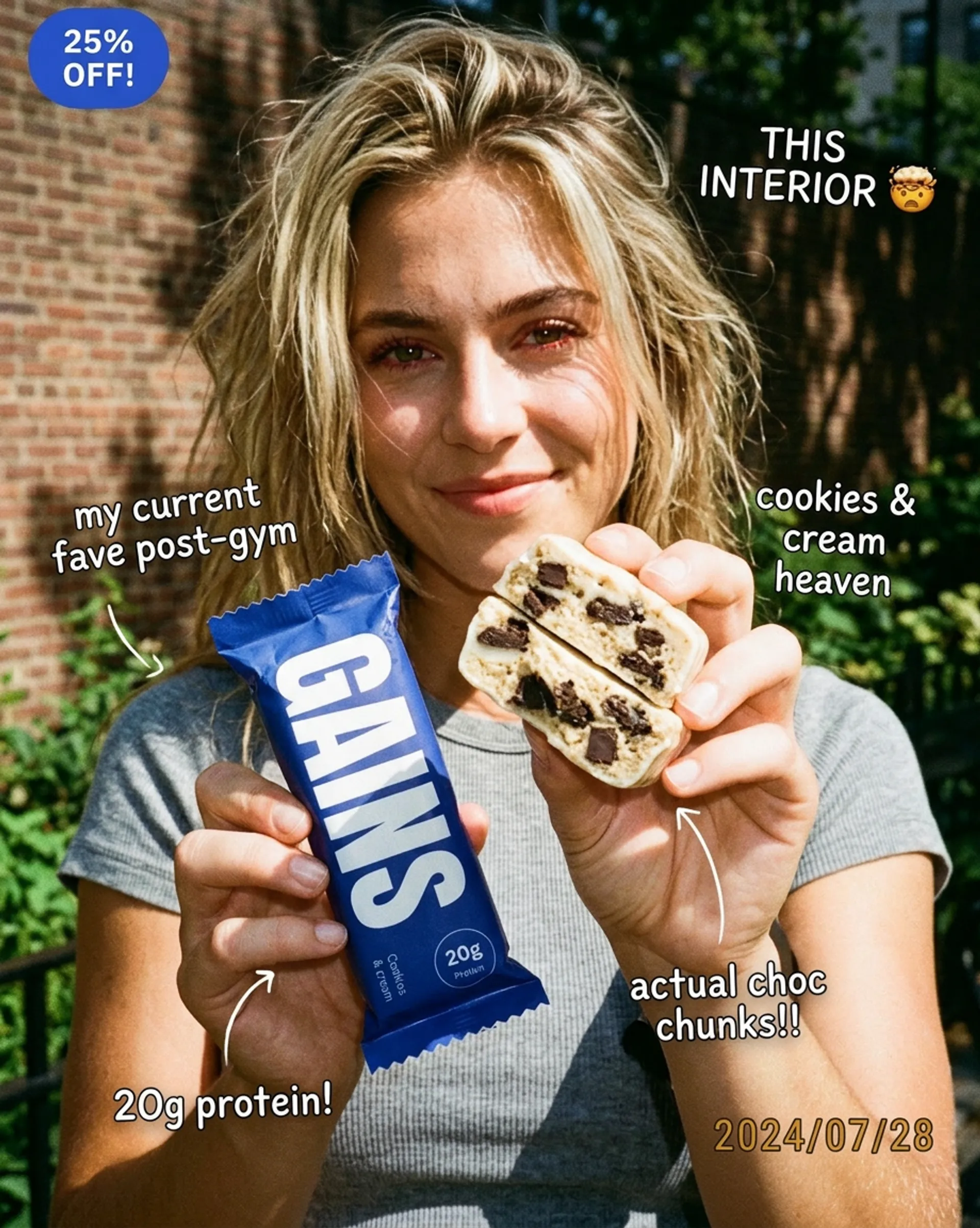 UGC ad — post-gym protein bar